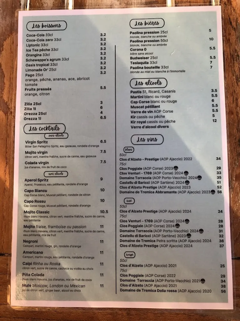 Menu_Paillotte A Piaghja_Cargèse_image_3