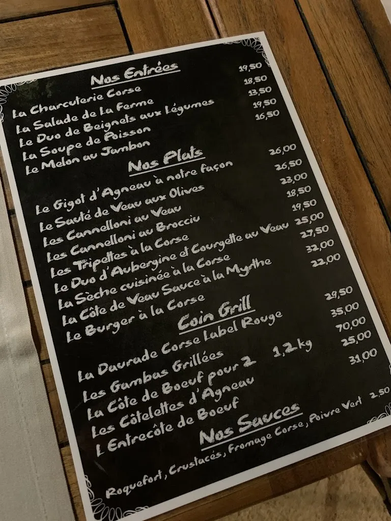 Menu_Restaurant la ferme_Albitreccia_immagine_2