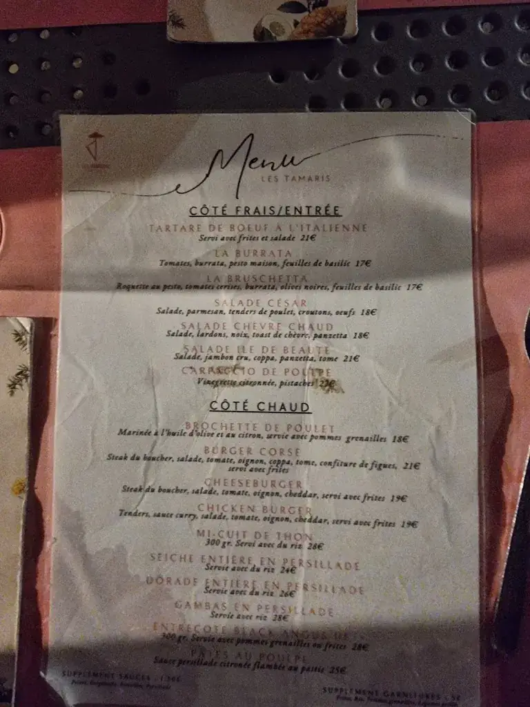 Menu_Paillote Les Tamaris Agosta Plage_Albitreccia_image_4