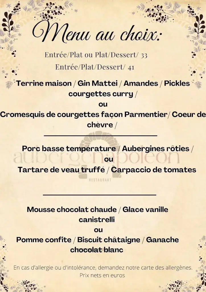 Menu_Auberge Napoléon_Cauro_image_4