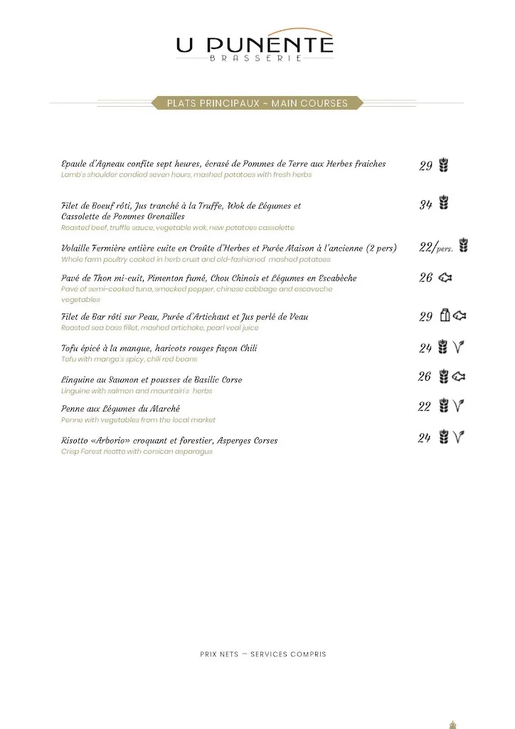 Menü_Brasserie U Punente - Restaurant Radisson Ajaccio_Albitreccia_Bild_2