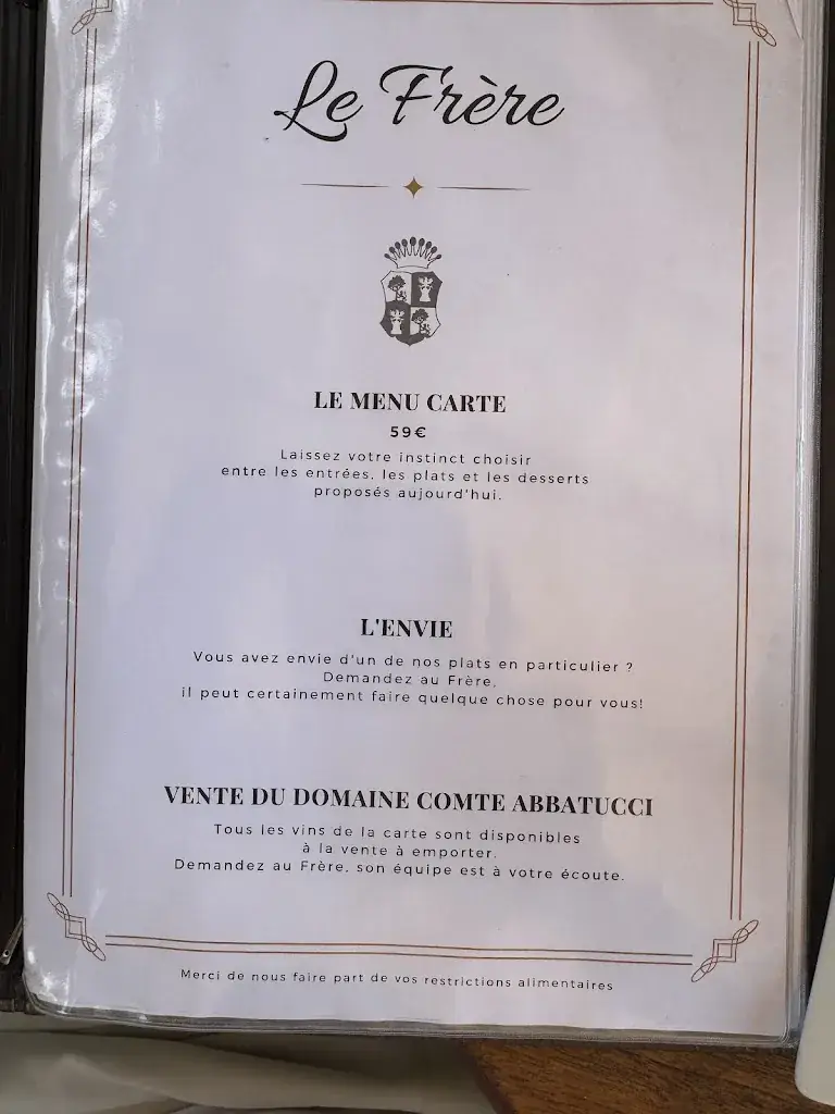 Menu_Restaurant Le Frère_Casalabriva_image_1