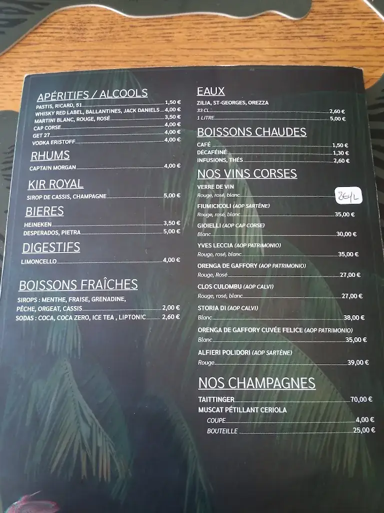 Menu_Restaurant Le Kalao_Furiani_image_1