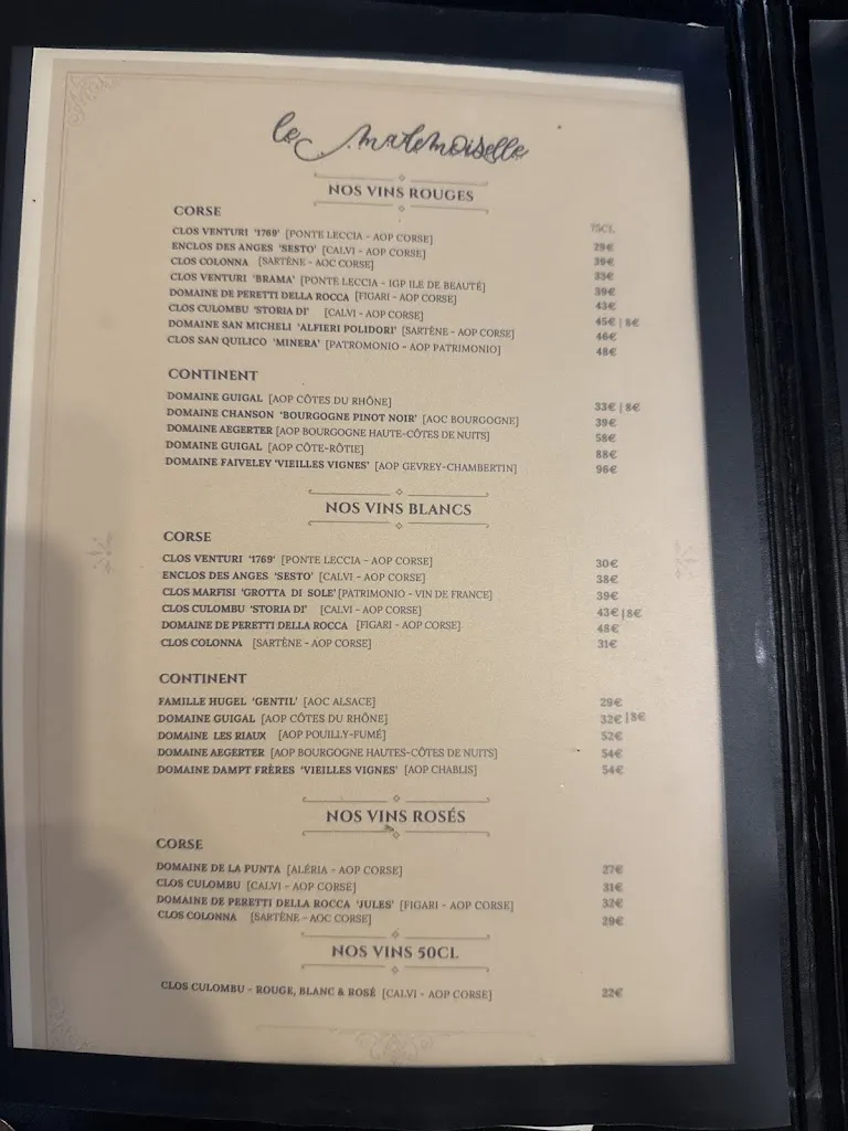 Menu_Restaurant Le Mademoiselle_Bastia_image_2