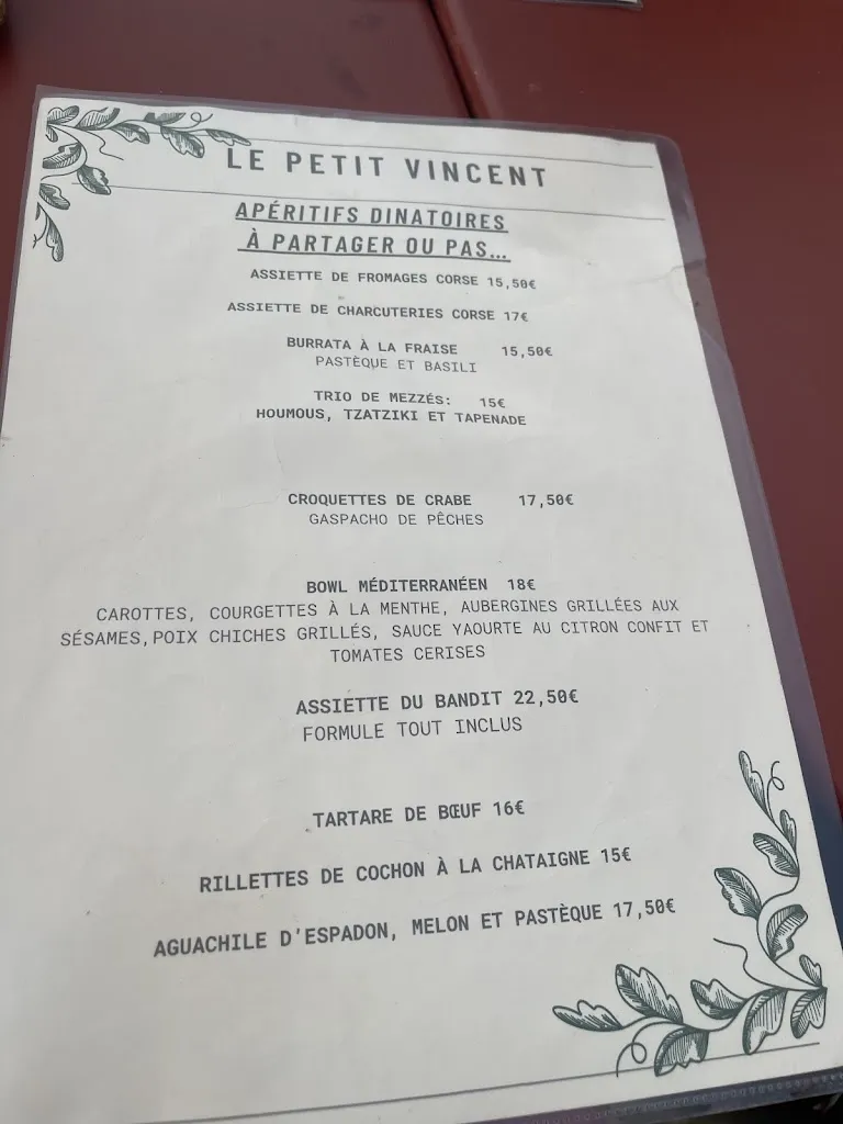 Menu_Le Petit Vincent_Bastia_image_1