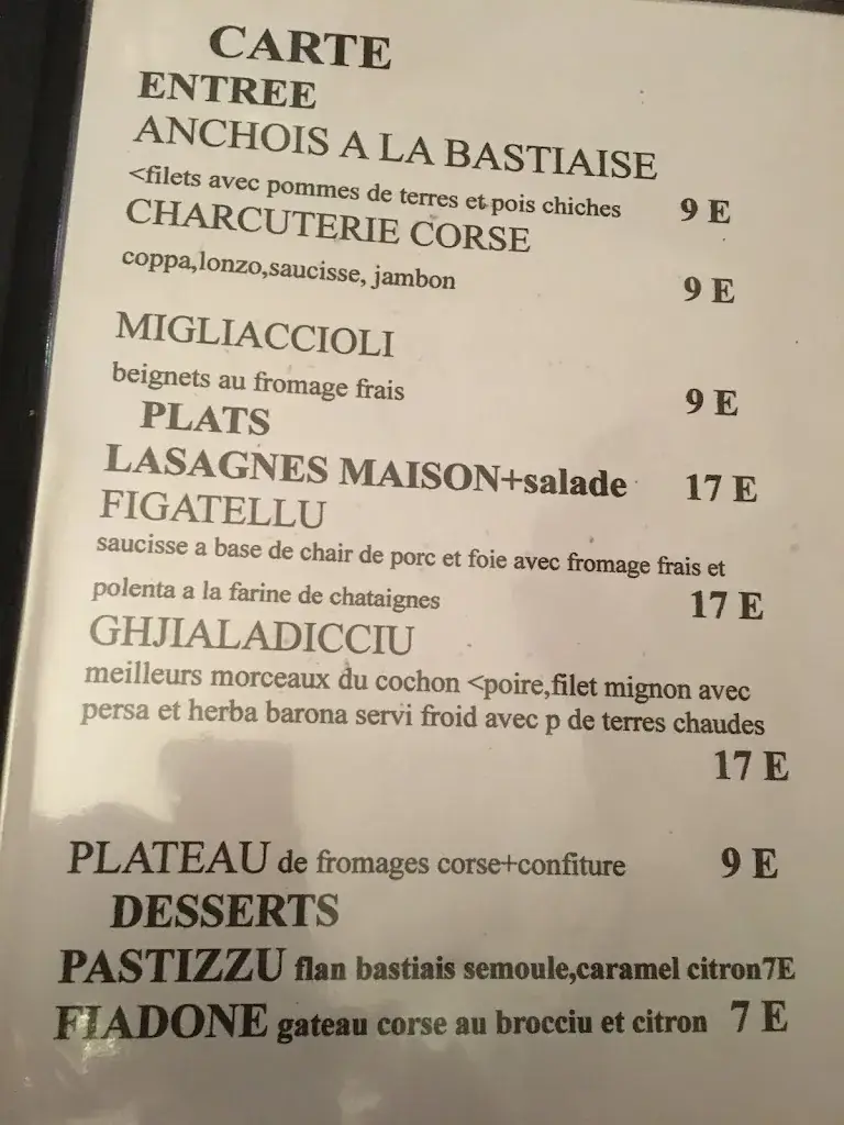 Menü_Restaurant U Paisanu_Bastia_Bild_3
