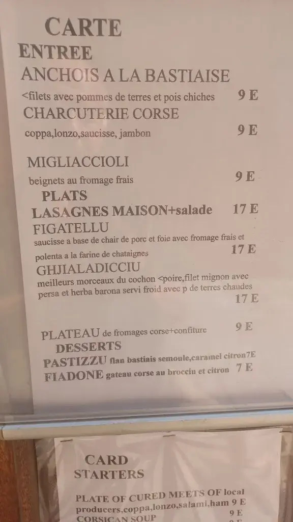 Menü_Restaurant U Paisanu_Bastia_Bild_4