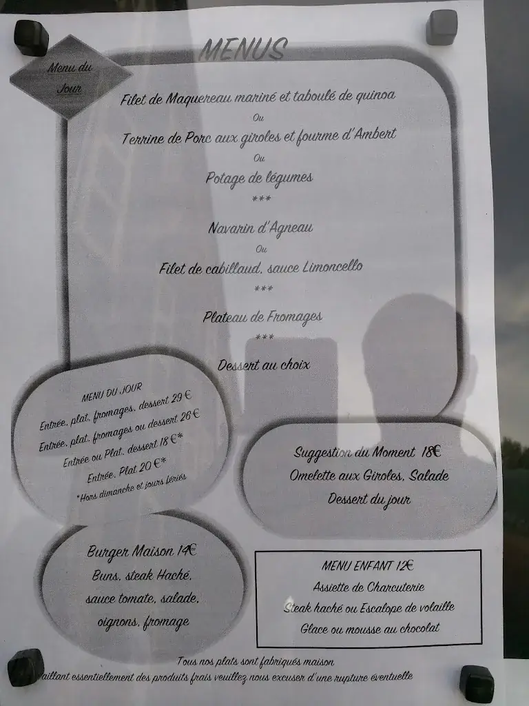 Menu_Hôtel Restaurant La Chaumière_Ambert_image_4