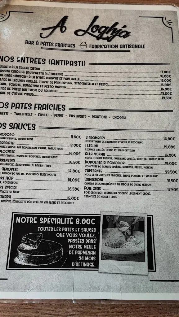 Menu_A Loghja - Bar à pâtes_Bastia_image_4