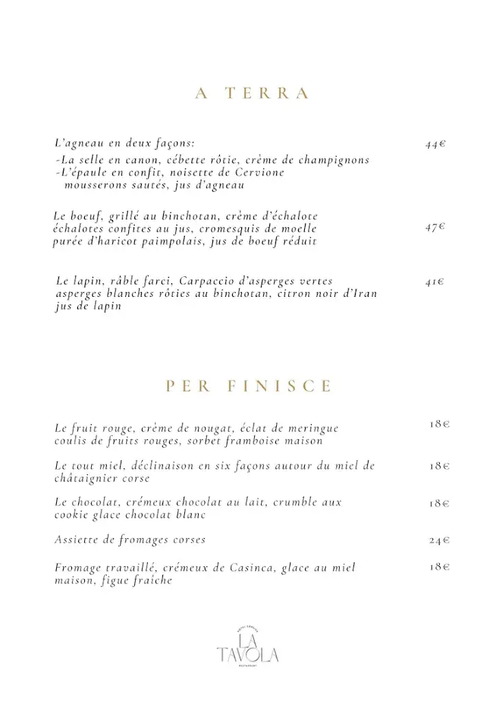 Menu_La Tavola - Restaurant Gastronomique Calvi_Calvi_image_1