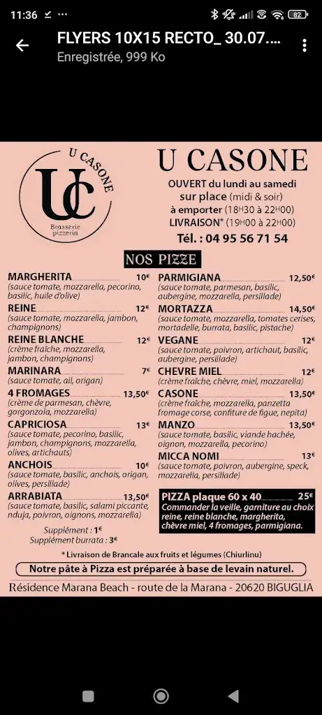 Menu_Brasserie Pizzeria U Casone_Biguglia_image_2