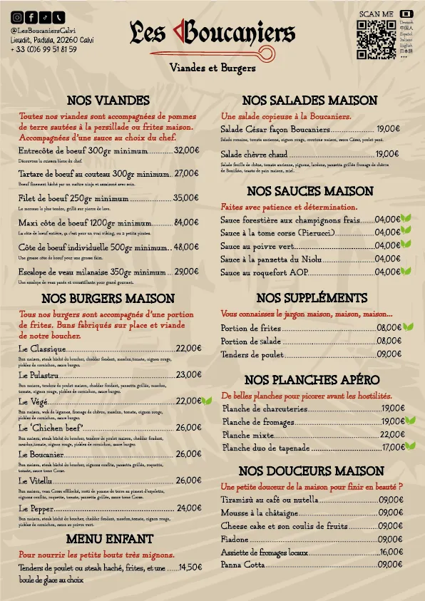 Menu_Restaurant Les Boucaniers Calvi_Calvi_image_1