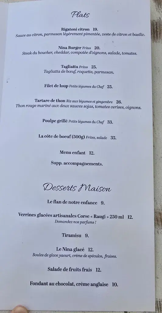 Menu_Nina Plage Calvi_Calvi_immagine_1