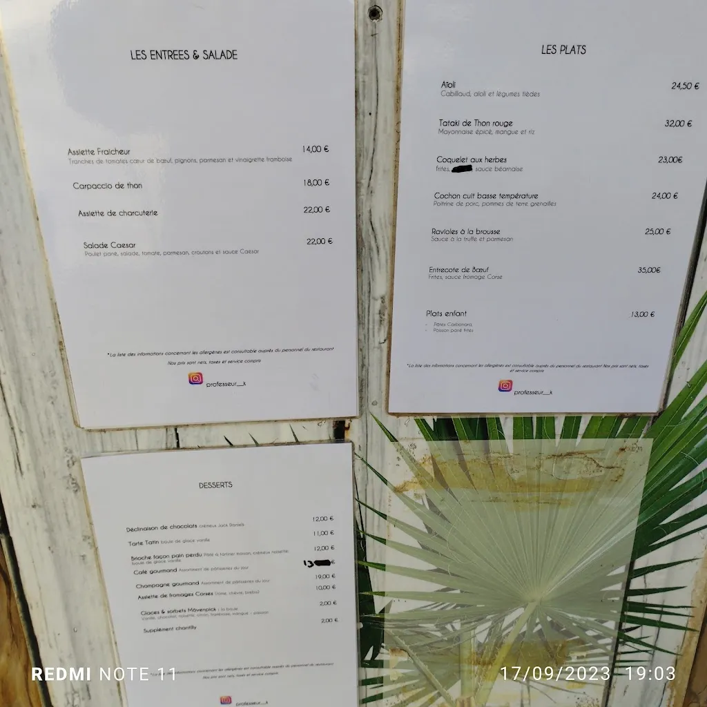 Menu_La Plage d'Argent _Pietrosella_image_2