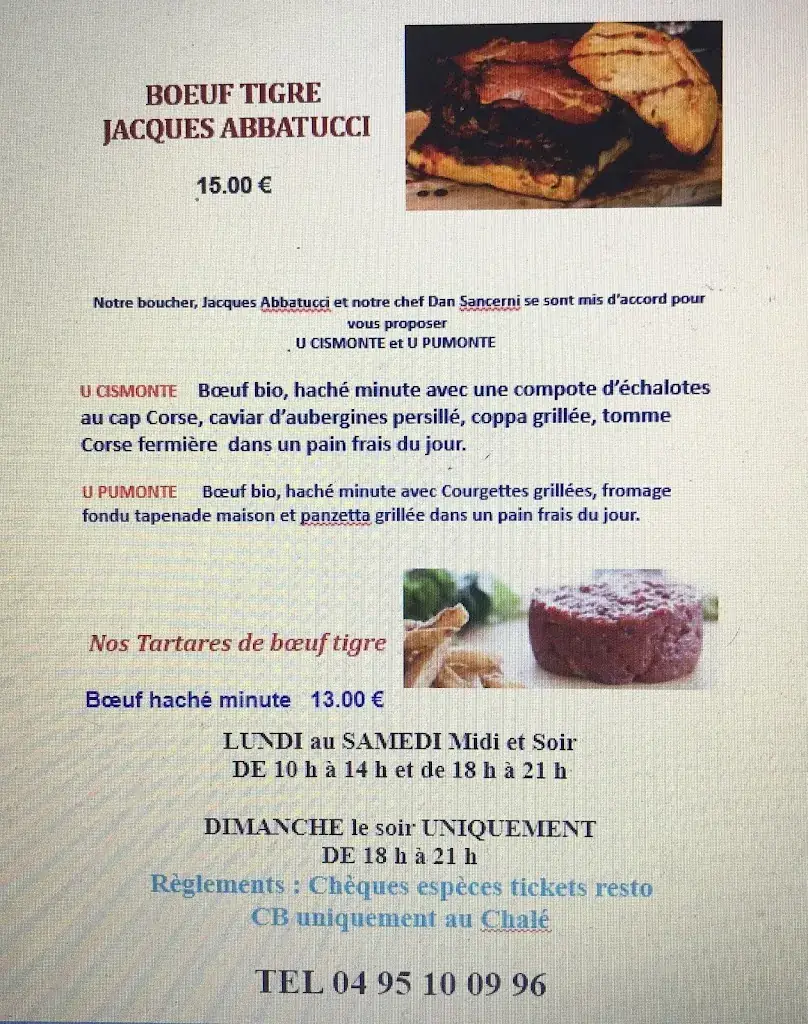 Menu_Restaurant le chalé_Sarrola-Carcopino_image_1