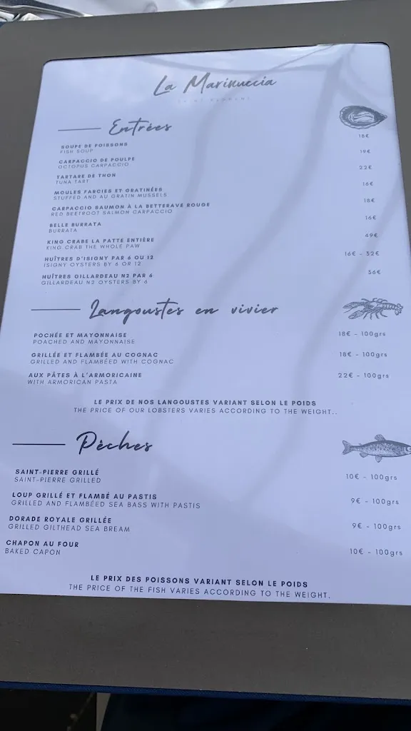 Menu_Restaurant la Marinuccia_Saint-Florent_image_2