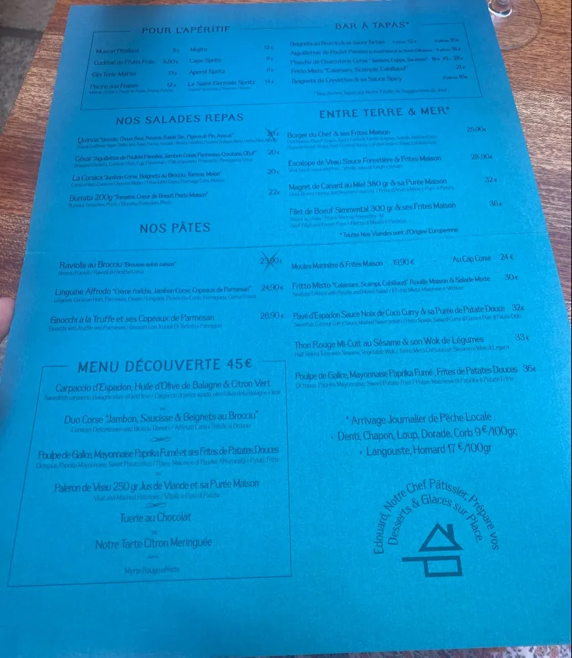 Menu_Restaurant l'Escale_L'Île-Rousse_immagine_1