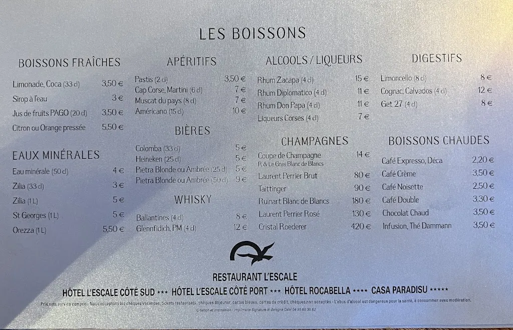 Menu_Restaurant l'Escale_L'Île-Rousse_immagine_2