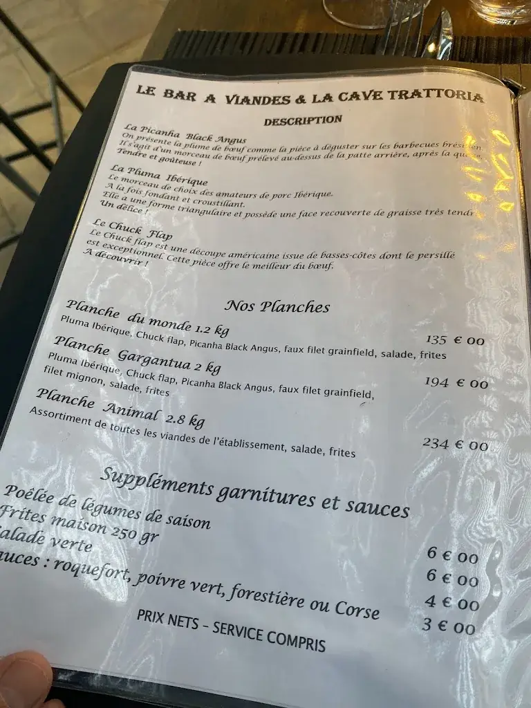Menu_Restaurant La Cave bar à viandes_L'Île-Rousse_image_1