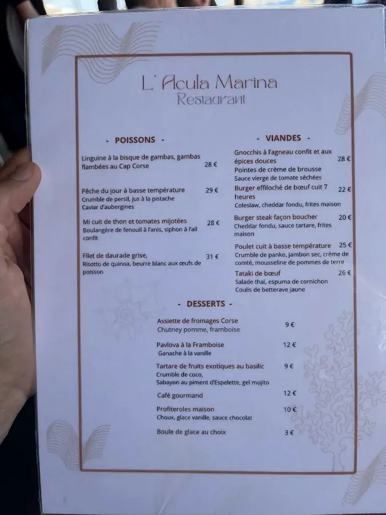 Menu_L' Acula Marina Plage_L'Île-Rousse_image_2