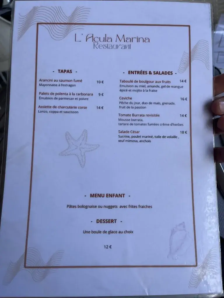 Menu_L' Acula Marina Plage_L'Île-Rousse_image_4