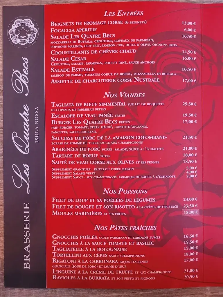 Menu_Brasserie les quatre becs_L'Île-Rousse_image_1
