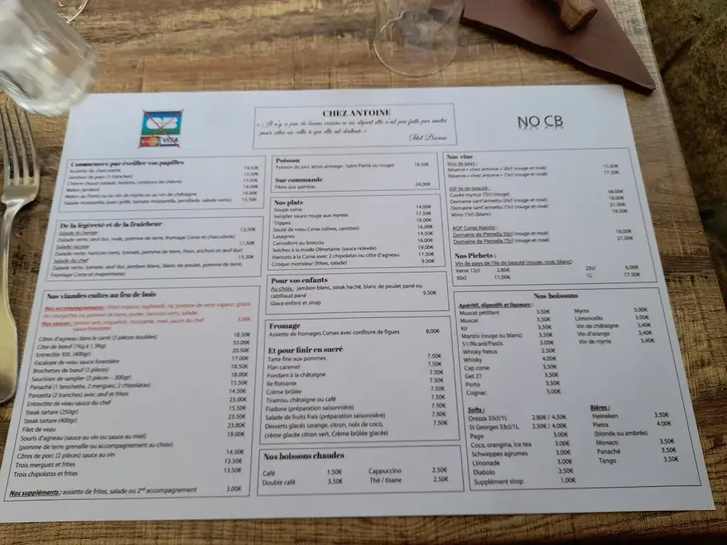 Menu_Chez Antoine_Olmeto_image_1