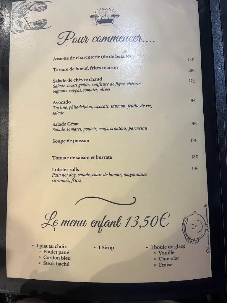 Menu_Restaurant U Livanti_Belvédère-Campomoro_imagen_1