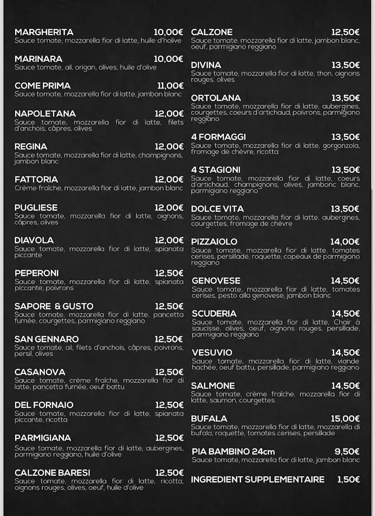 Menü_Pizzeria La Scuderia_Challes-les-Eaux_Bild_2