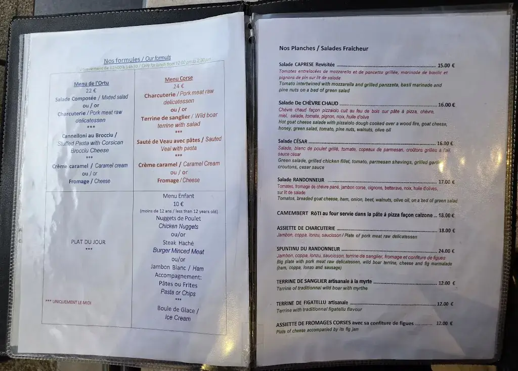 Menu_Restaurant Pizzeria Le Randonneur_Zonza_image_2