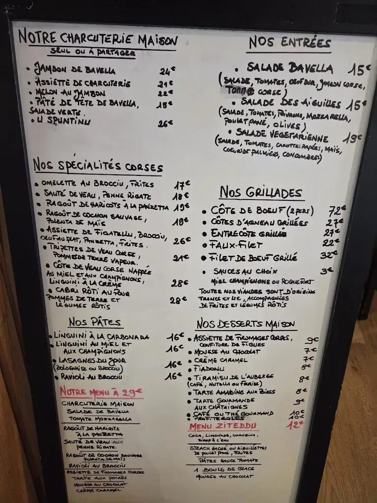 Menu_Auberge du Col de Bavella_Bavella_image_1