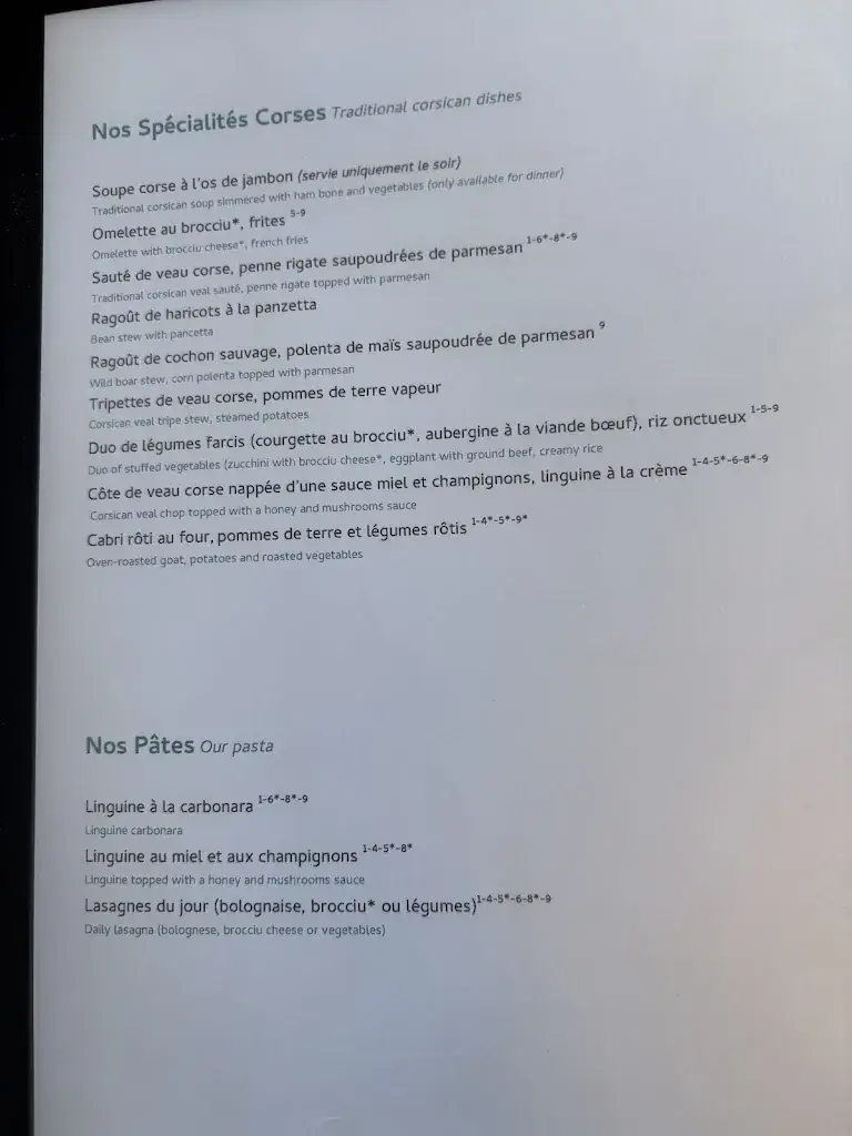 Menu_Auberge du Col de Bavella_Bavella_image_2