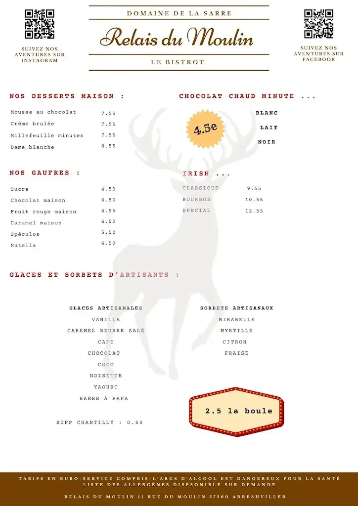 Menu_Relais du Moulin - Café Restaurant Épicerie / Domaine de la Sarre_Abreschviller_image_2