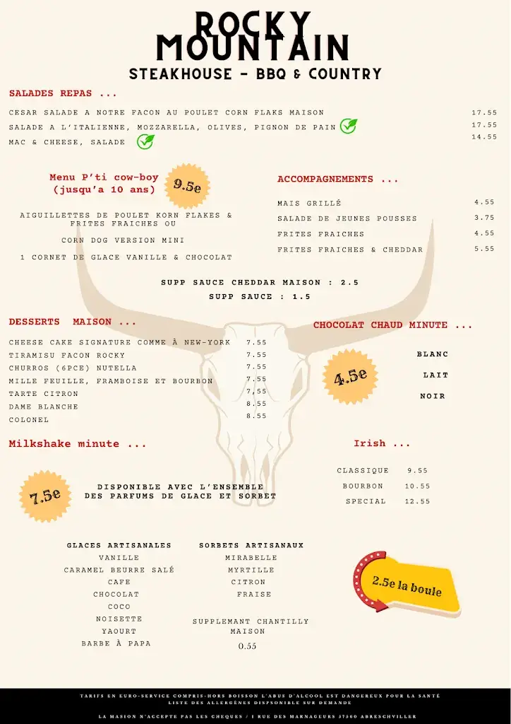 Menu_Rocky Mountain - Steakhouse / Domaine de la Sarre_Abreschviller_image_4
