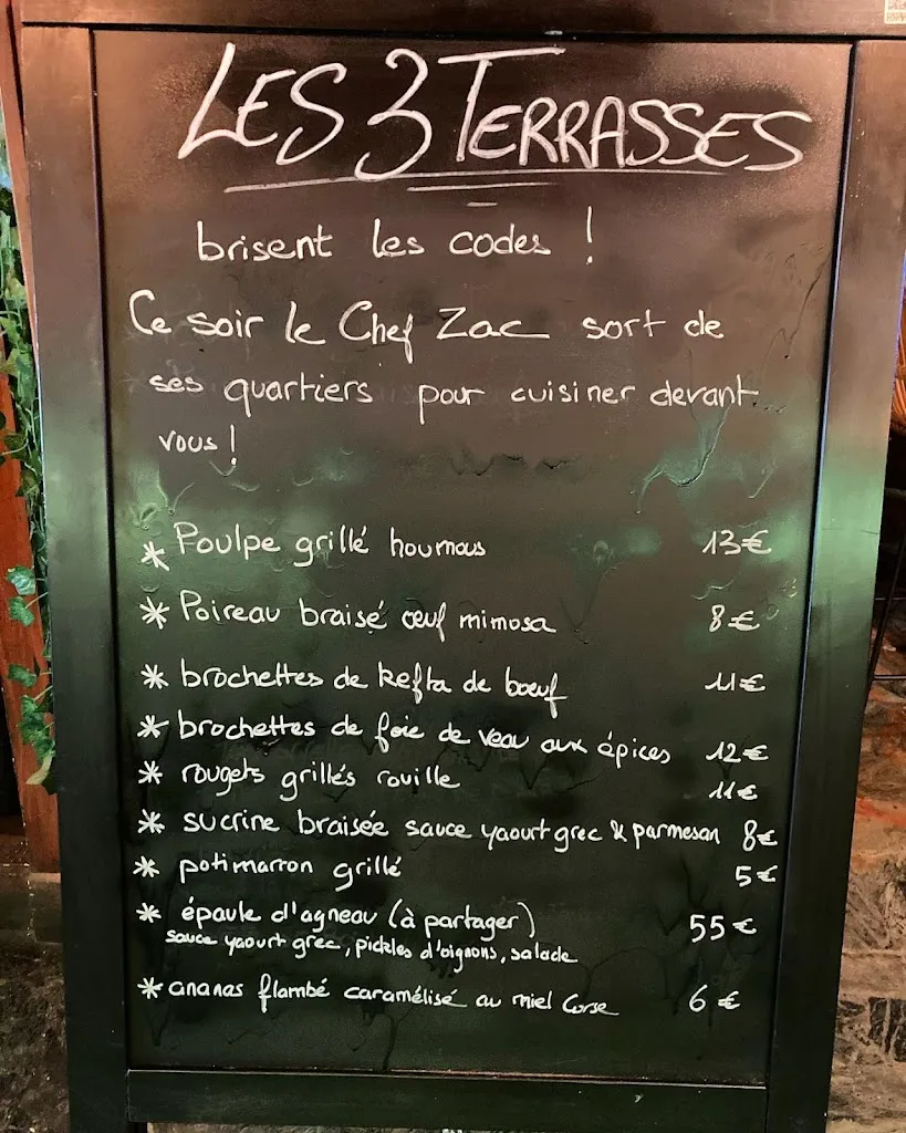 Menu_Restaurant Hôtel Les 3 Terrasses_Sari-Solenzara_image_2