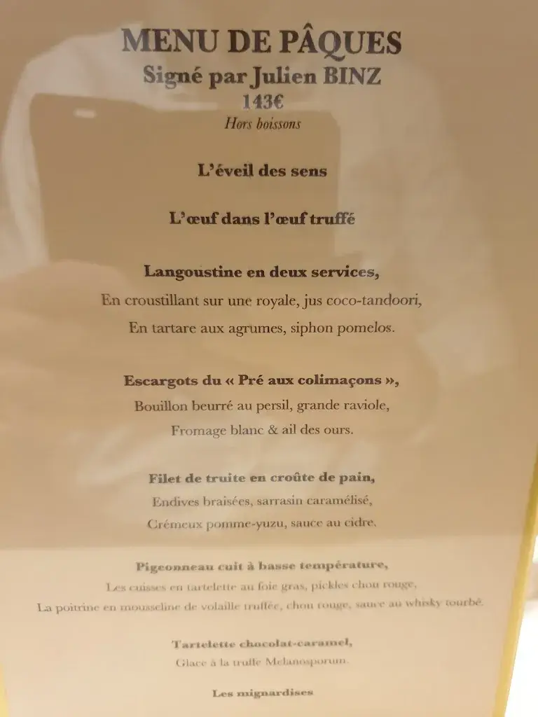 Menu_Restaurant Julien Binz_Ammerschwihr_imagen_3