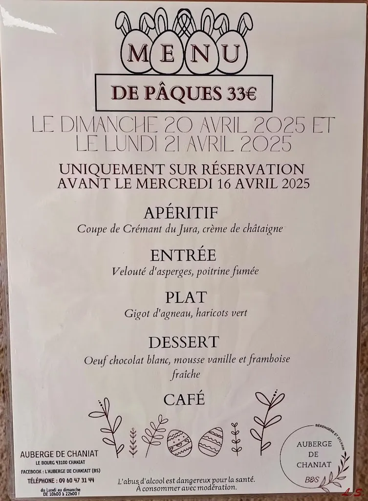 Menu_Auberge de Chaniat_Chaniat_image_1