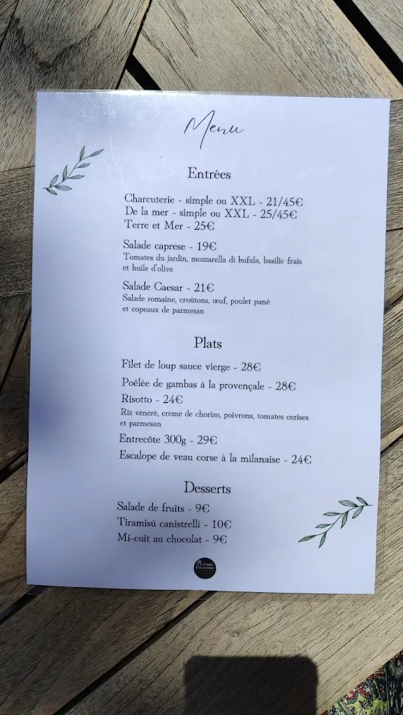 Menu_Restaurant LA PLAGE_Porto-Vecchio_image_2