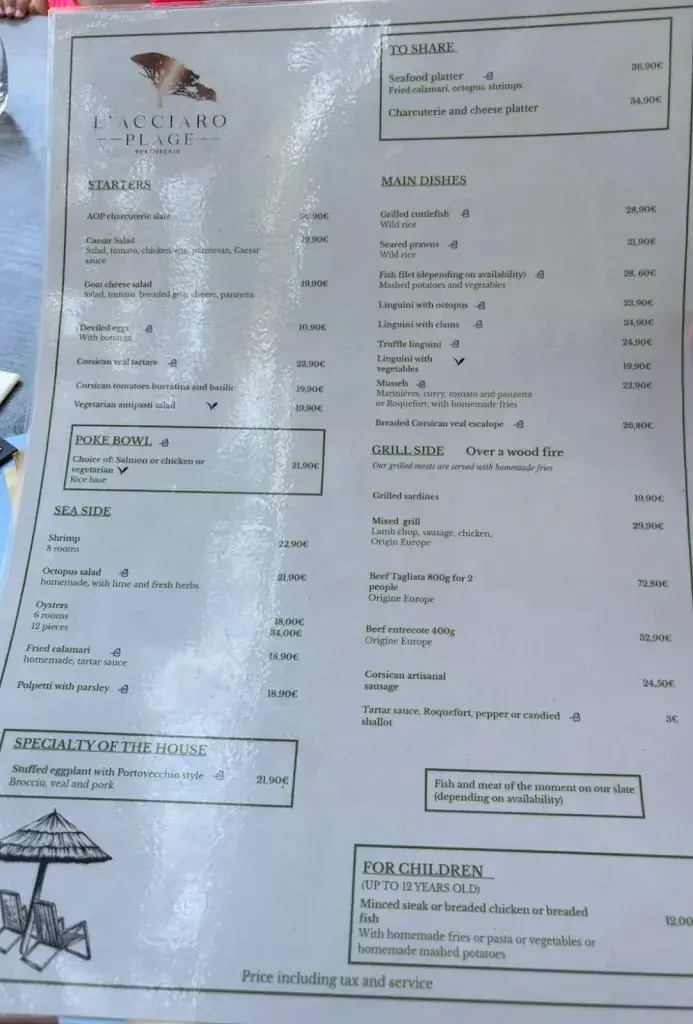 Menu_L'acciaro plage_Porto-Vecchio_image_1
