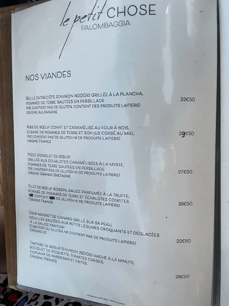 Menu_Le Petit Chose Palombaggia_Porto-Vecchio_image_1