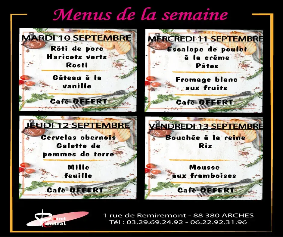 Menu_Restaurant Brasserie le Point Central Arches_Arches_immagine_1