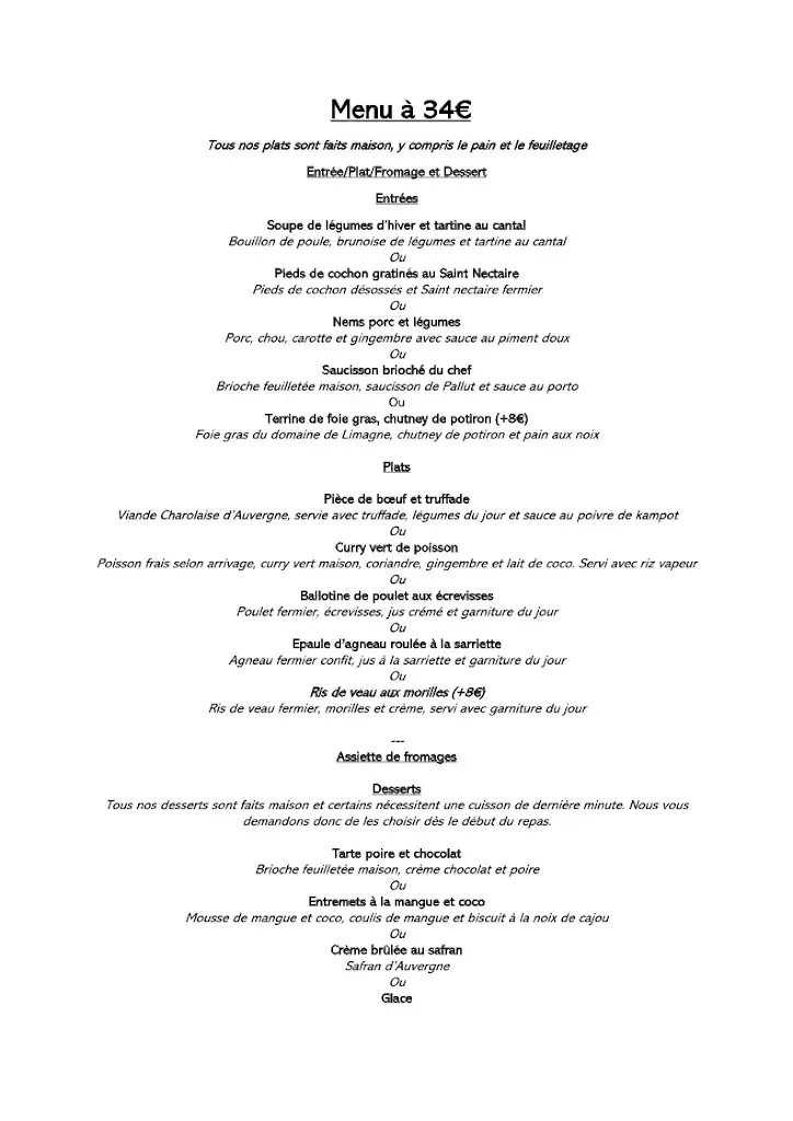 Menu_La Grange Aux Fleurs à Sarran, Champs-sur-Tarentaine_Champs-sur-Tarentaine-Marchal_image_1