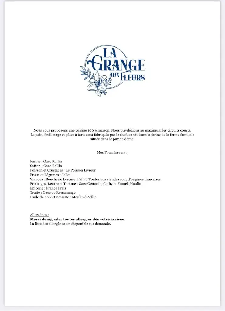 Menu_La Grange Aux Fleurs à Sarran, Champs-sur-Tarentaine_Champs-sur-Tarentaine-Marchal_image_4