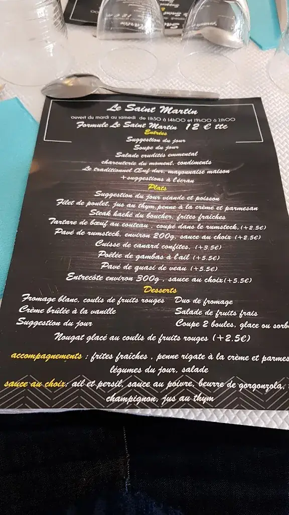 Menu_Restaurant Le Saint Martin_Thionville_image_1