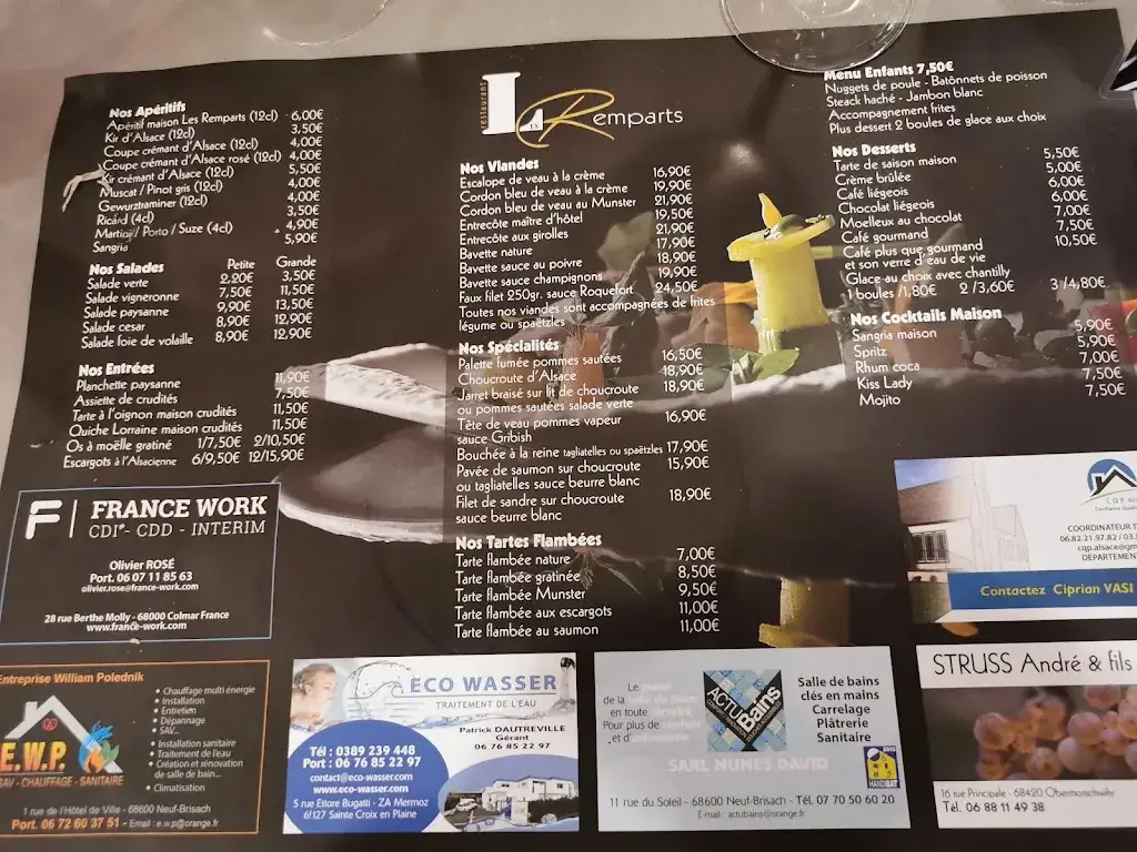 Menu_Restaurant Les Remparts_Neuf-Brisach_image_2