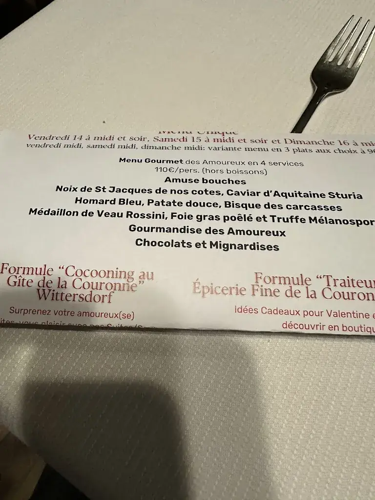 Menu_La Couronne à Tagsdorf Restaurant Gastronomique Epicerie fine et sa Table_Tagsdorf_image_3