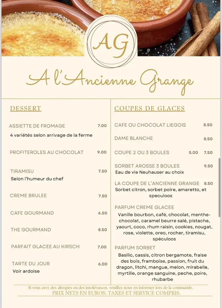 Menu_Restaurant Auberge à l'Ancienne Grange_Hohwald_image_1