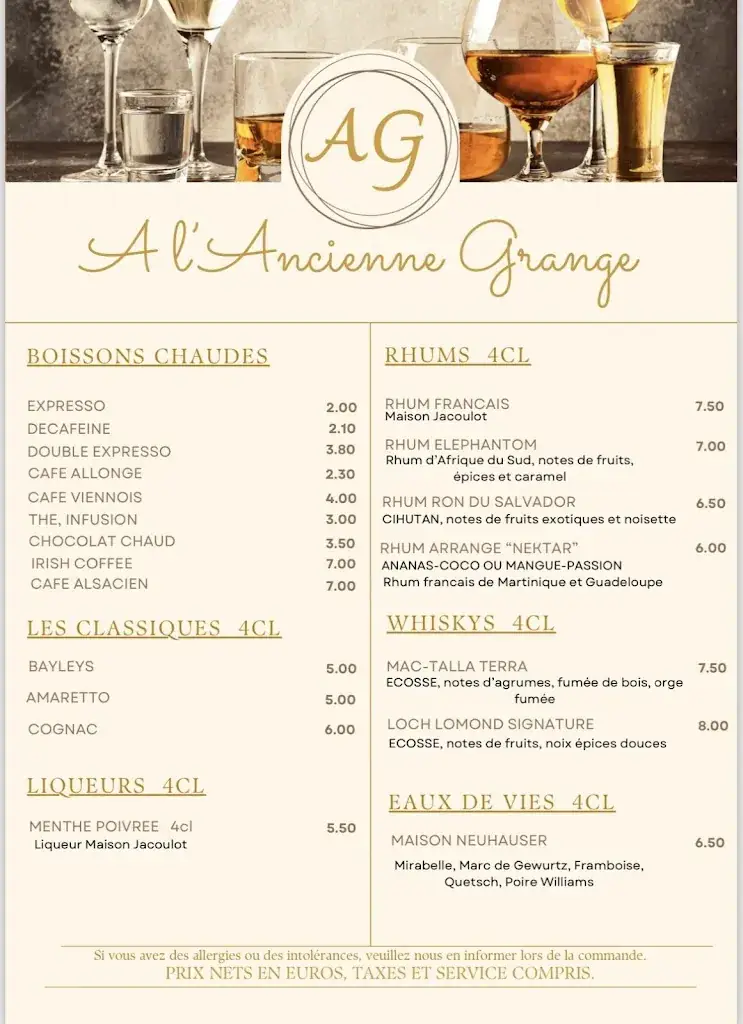 Menu_Restaurant Auberge à l'Ancienne Grange_Hohwald_image_4