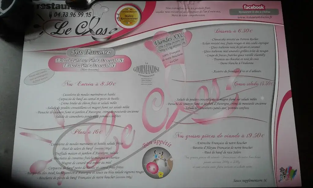Menu_Restaurant du Clos_Chidrac_image_2