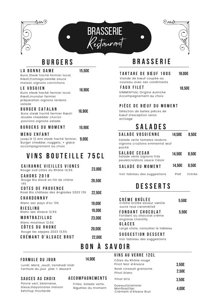 Menu_RESTAURANT - BRASSERIE BACCARAT / BRASSERIE DE LA BONNE DAME 🍽️ 🥗🍻_Baccarat_image_2